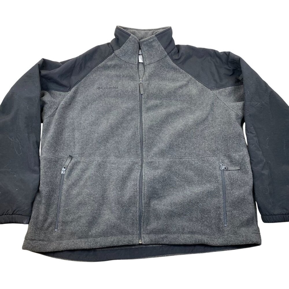 Columbia Mens Full-Zip Fleece Jacket  XL GrayWith Black Sleeves